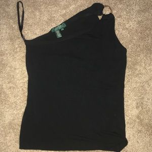 Ralph Lauren One shoulder tank with like gold ring